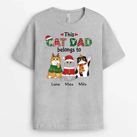 cat dad t-shirt personalised for Christmas with message from cats
