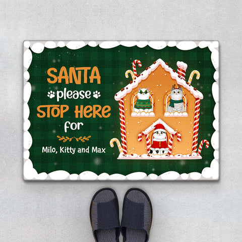 funny christmas door mat for cat dad with message