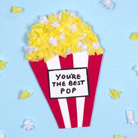 handmade Fathers Day card with pop corn for dad