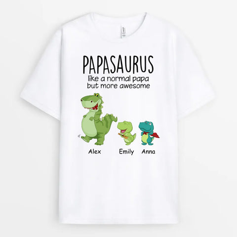 cute custom fathers day tee for stepdad with funny dinosaur illustration[product]