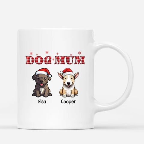 personalised xmas themed mugs for dog mum with dog portrait