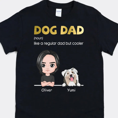 personalised tee for dog dad with names and dog portrait[product]