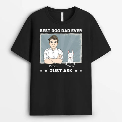 personal tee for dog dad with names and illustration[product]