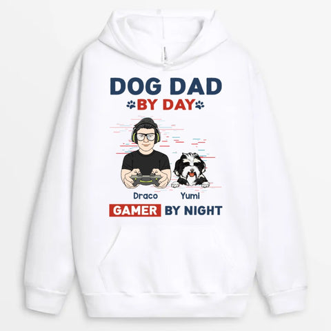 personalised gaming-themed hoodie for dog dad with dog[product]