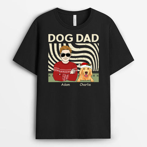 Personalised Dog Dad Christmas T-Shirt-dog dad custom shirt