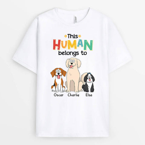 Personalised This Human Belongs To Dog T-Shirt-t shirt dog dad