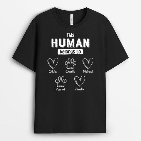 Personalised Best This Human Belongs To T-shirt-dog dad tee