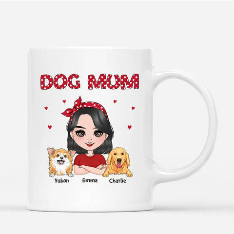 customised dog mum mugs with dog mum with hair pins and cute dog[product]