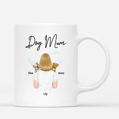 custom ceramic mugs for dog mum with illustration and names