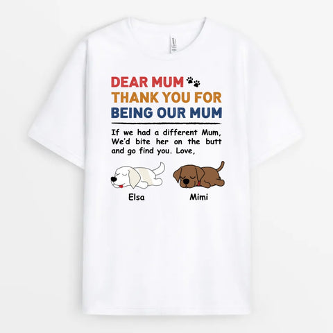 custom dog tee for dog mum with illustration and heartfelt message from dog[product]