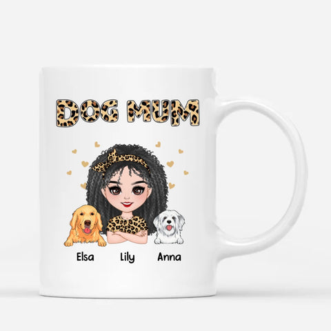 custom mugs for dog mum with human and dog illustration[product]