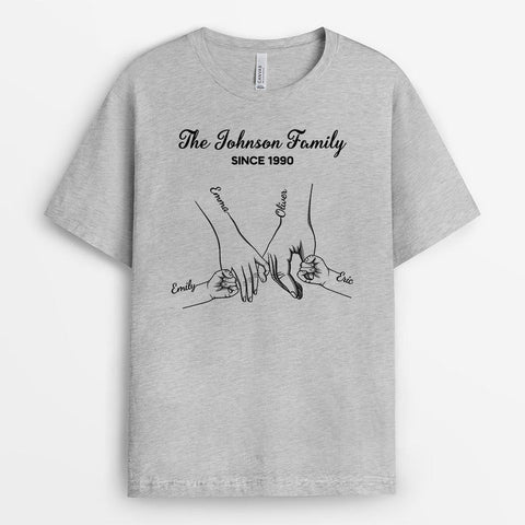 Personalised The Family Established Since T-shirt is customised with family memebers' names, special dates, illustrstion, serving as meaningful keepsakes for family of four[product]