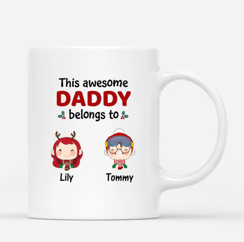 Personalised This Grandad/Daddy Belongs To Cartoon Kids Mug serves as one of awesome gift ideas for family of 4