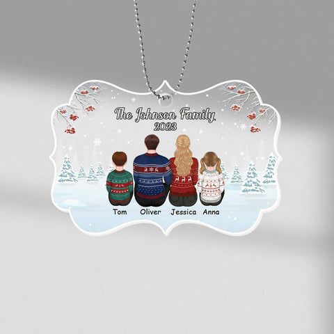Personalised Family Back View In Snow Ornament is one of the most meaningful of four gift ideas to show your love for the whole family during the holiday season