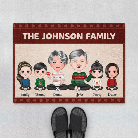 The personalised doormat is printed with funny texts, graphics of dad and family members[product]