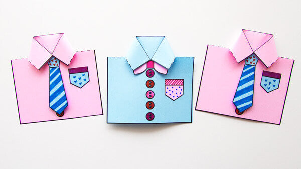 Father's Day arts and crafts created with card and shirt shape