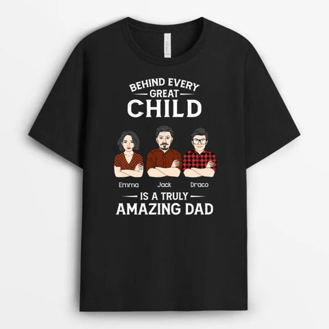 Customised Tee For Dad Printed with Names, Illustration and Funny Fathers Day Text As A Funny Father's Day Gift From Daughter