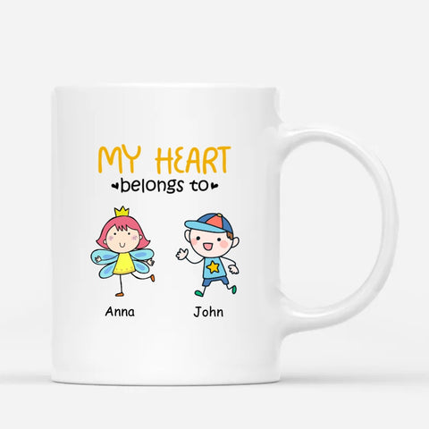 customised fathers day mugs for stepdad with funny and cute design, printed with kids name and illustration