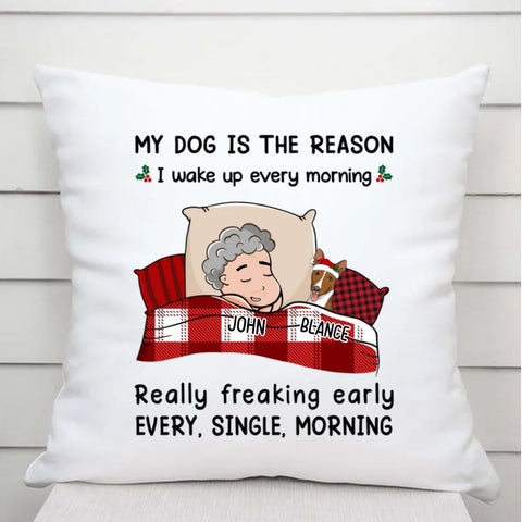 customised fathers day pillow from the dog to dad with funny design, customisable text and illustration