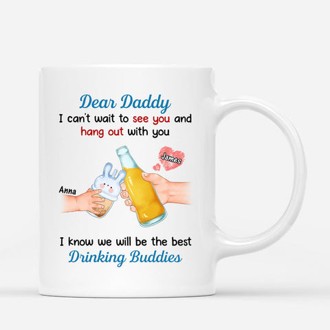 Personalised I Can't Wait To Meet You Daddy Mug is designed with a dad-to-be name, a funny Father's Day message and illustration