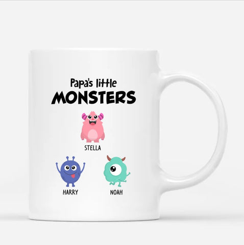 Personalised Grandpas Papas Little Monsters Mug as meaningful and cute Fathers Day gift for dad who has everything