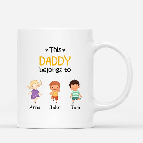 custom mugs for fathers day with kids name and illustration for stepdad