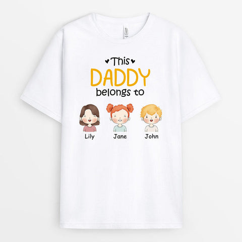 Personalised This Daddy Belongs To T-shirts as fathers day gift from daughter
