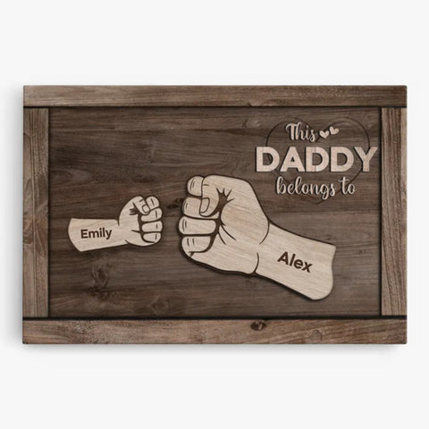 Personalised This Dad Belongs To Canvas as gifts for dad from daughter