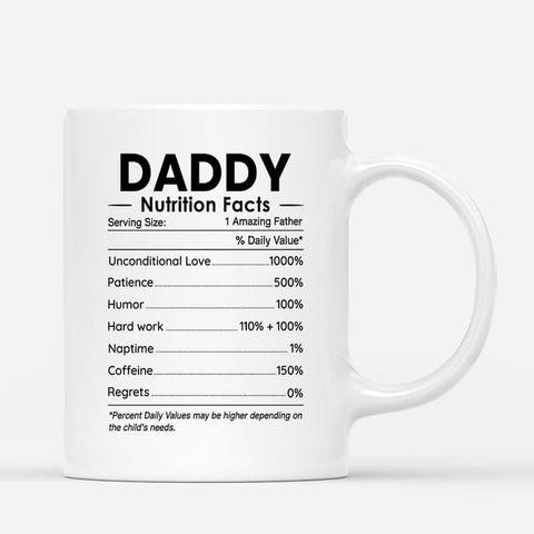 Personalised Dad Nutrition Facts Mugs as fathers day gift from daughter