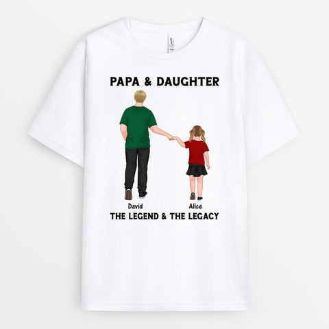 Personalised Papa and Daughter Legend Legacy T-shirts as fathers day gifts from daughter