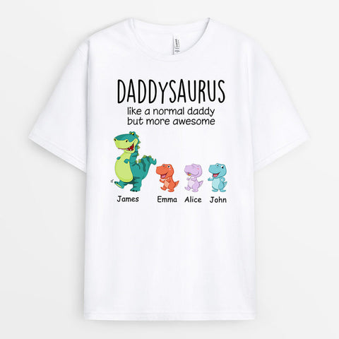 Personalised Daddysaurus T-shirts as Father's day gifts from son