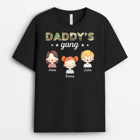 Personalised Daddy's Little Gang Camouflage T-Shirt as gift for papa from son