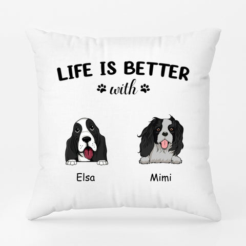 customised pillow for fathers day from the dog with dog portrait and names[product]