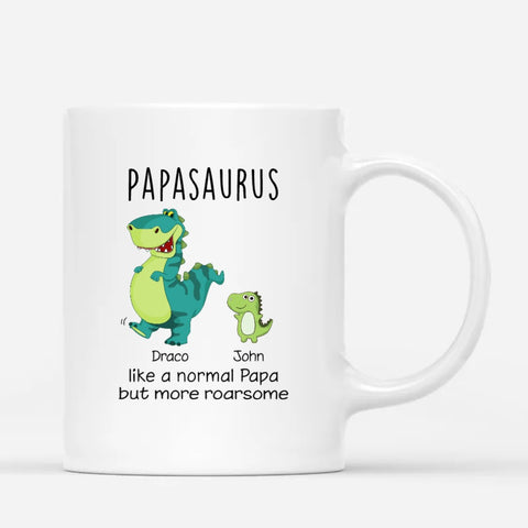 personalised mugs for dad on fathers day with dinosaur illustration[product]
