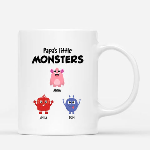customised fathers day mugs for dad from kids with cute monster illustration[product]
