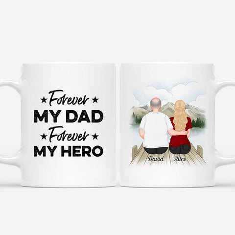 Personalised Grandad/Daddy's Gang Mug is printed with names of dad and you, heart-touching Fathers Day messages from daughter, and illustration