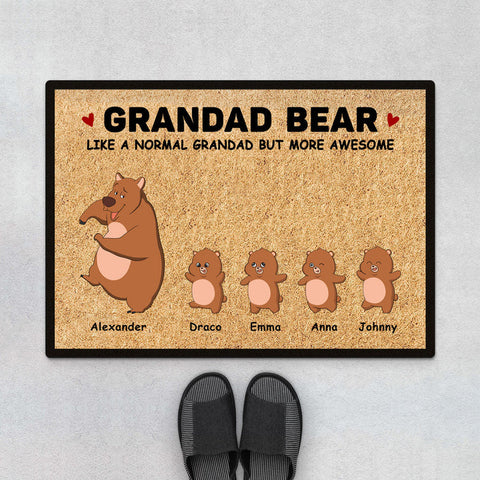 The personalised doormat is printed with funny texts, graphics of dad and family members[product]