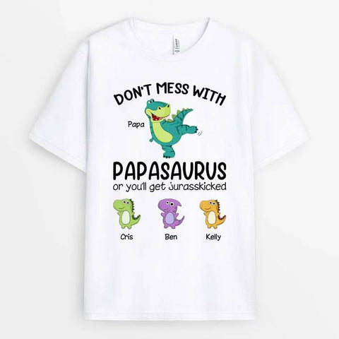 customised father's day t-shirt for grandad with dinosaur