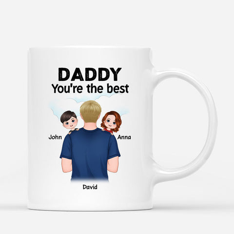 Personalised You Are The Best Mug is designed with names of dad and you, short & sweet happy Fathers Day quotes from daughters, and illustration