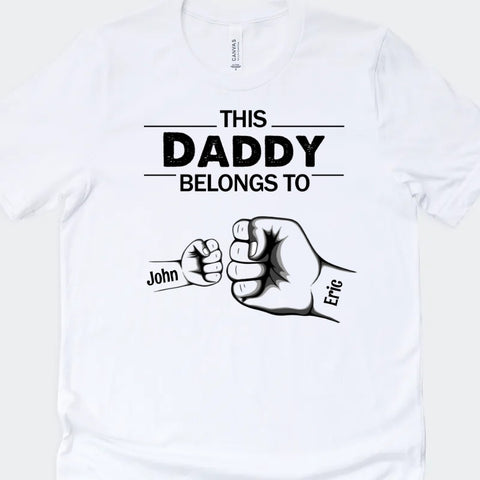 customised father's day tee for new dads with fist bump
