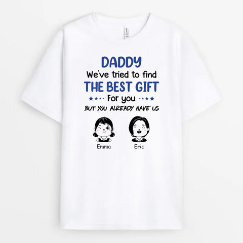 Humourous Customised T-Shirts printed with funny illustration, kids name and happy fathers day messages[product]