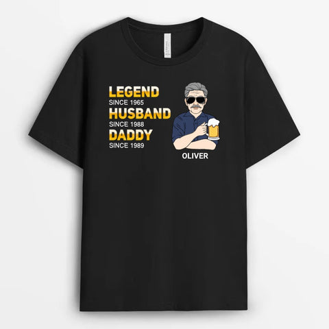 Funny Fathers Day t-Shirt customised for dad, grandad, husband with names, funny message and his illustration[product]