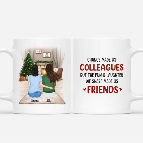 Personalised Christmas mugs with girl sitting as gifts for colleagues[product]