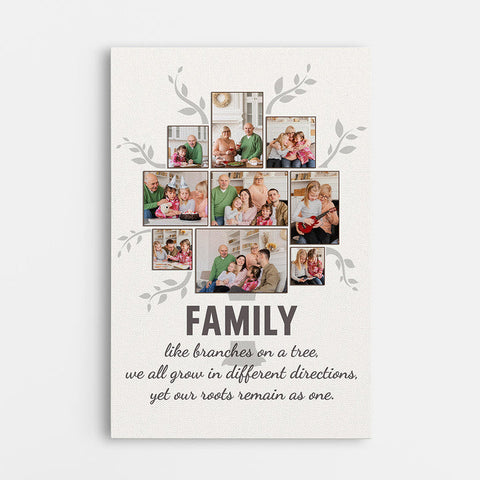 Personalised Family Like Branches On A Tree Photo Canvas printed with family photos and branch's tree-themed illustration is great Father's Day gift for dad