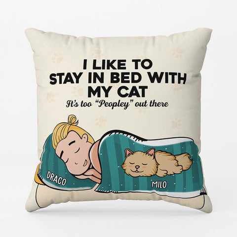 Personalised I Like To Stay In Bed With My Cat Pillows is considered as a funny gift idea for dad for Father's Day who is a pet lover