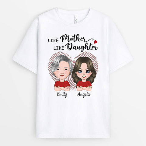 Personalised Like Mother Like Daughter Fingerprint Heart T-Shirt-30th birthday present daughter