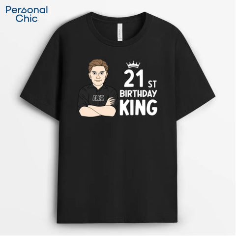Personalised 21st Birthday King T-Shirt - Gift Ideas for Friends 21st Birthday