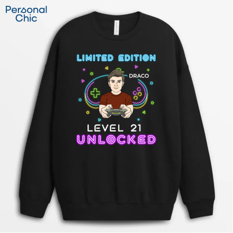 Personalised Level 21 Unlocked Sweatshirt - Gift Ideas for Friends 21st Birthday