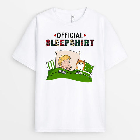 Personalised Cat Official Sleepshirt T-shirt as graduation present ideas for friends
