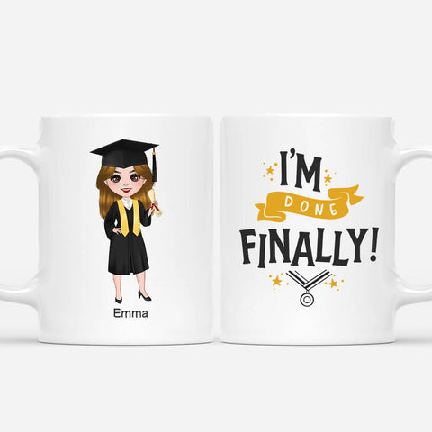 Personalised I'm Done Finally Mug as graduation gift for friends